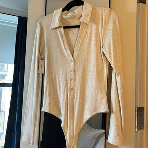 Wilfred Button Down Body Suit in cream. Never worn